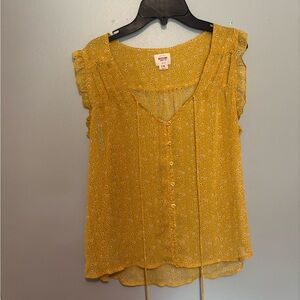 Mossimo Supply Co. Mustard Floral Blouse